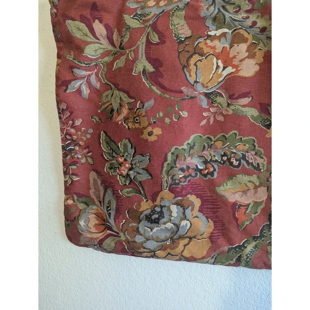 Pottery Barn Vanessa Floral Pillow Cover Red Sage Green 24x24 Square Euro Sham
